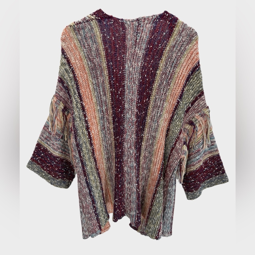 Flying Tomato Chunky Knit Fringe Cardigan Boho Western Festival Coastal Wool M - Picture 3 of 9